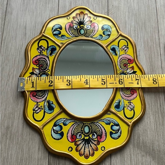 Peruvian Artisan Vibrant Mirror Trio - Green, Pink, Yellow Wood 9 inch - Picture 5 of 11